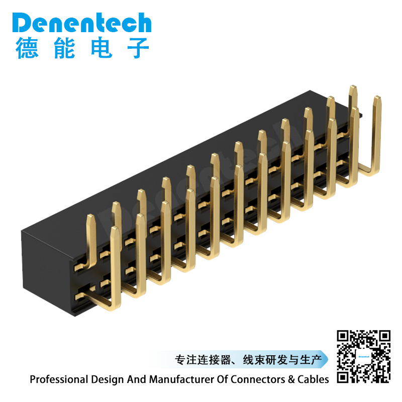 Denentech low price of 2.54MM female header H5.7MM dual row right nagle DIP female header connector